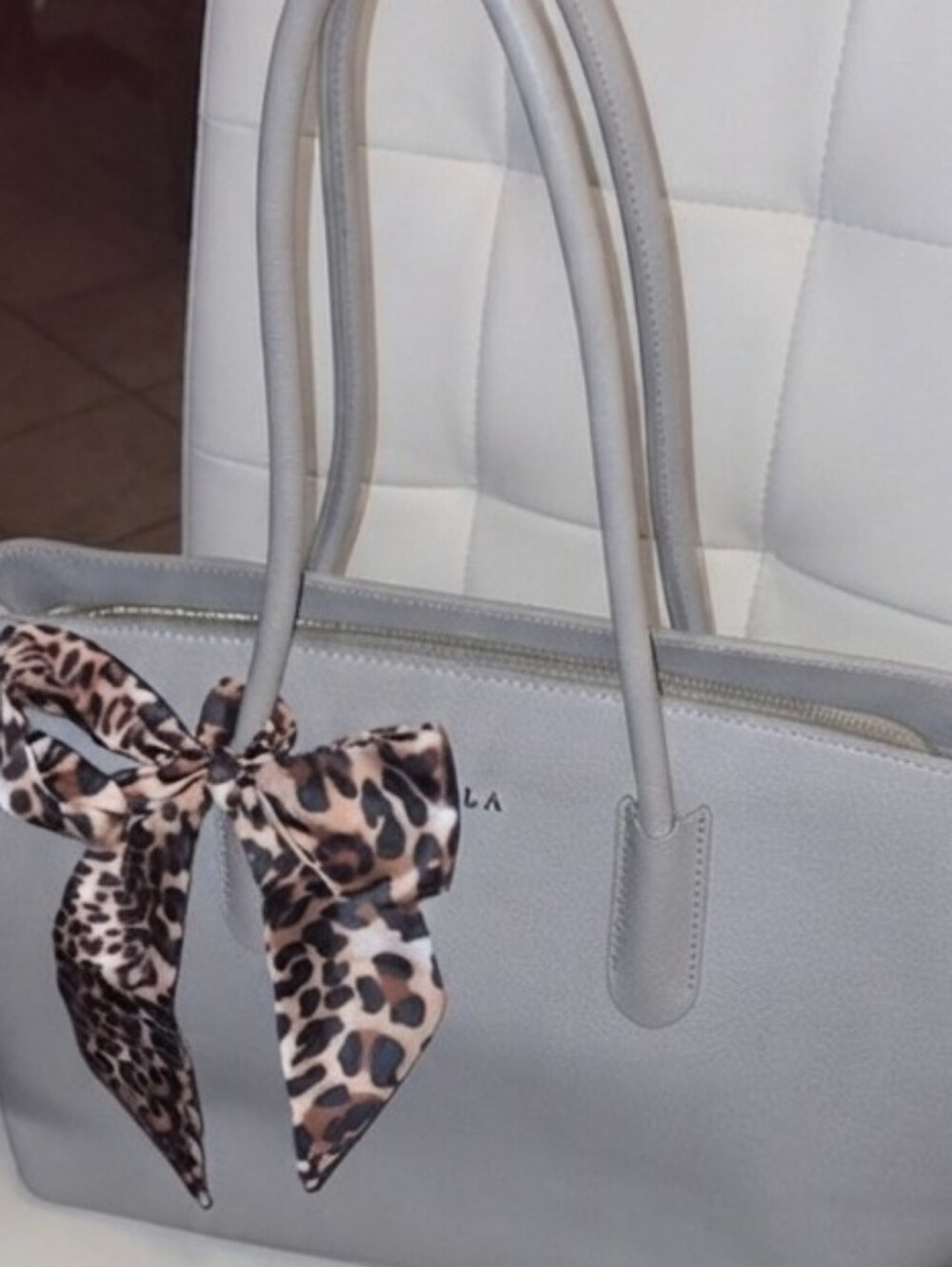 Furla Gray Leather Shoulder Bag